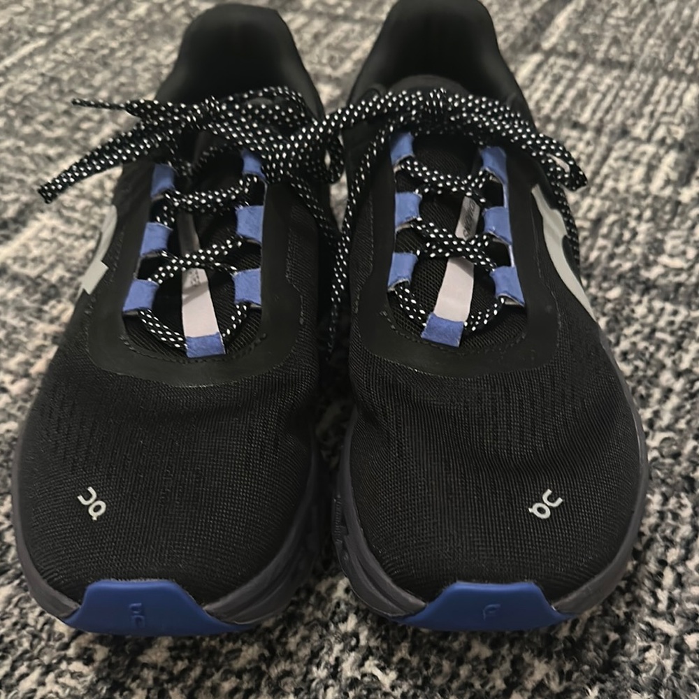 On Running Black and Blue Athletic Shoes